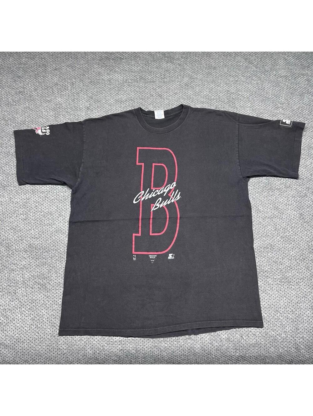 Vintage 90S Chicago Bulls Basketball Starter T-Shirt XL RARE MENS BLACK